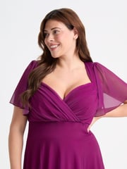 Scarlett & Jo Red Kemi Solid Bolero Wrap Bodice Mesh Maxi Dress - Image 2 of 2