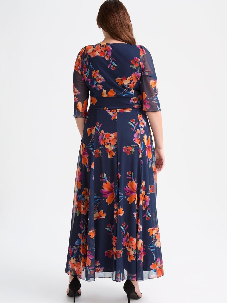 Scarlett & Jo Navy Red Verity Print Maxi Gown - Image 4 of 4
