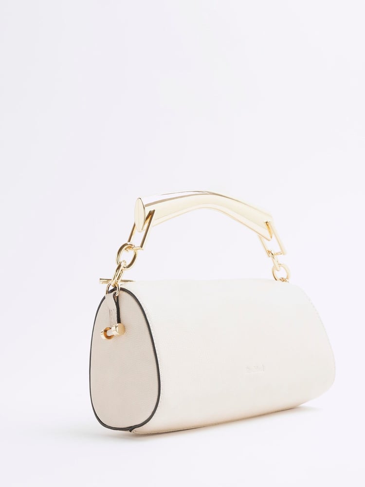 River Island Cream Metal Handle Cylinder Bag - Image 2 of 6
