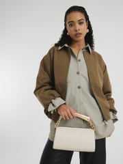 River Island Cream Metal Handle Cylinder Bag - Image 6 of 6