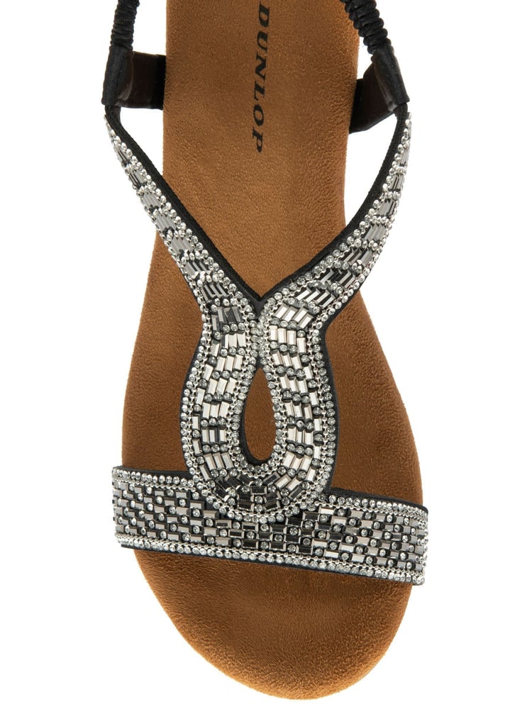 Dunlop Black Tear-Drop Wedge Elasticated Sandals - Image 3 of 3