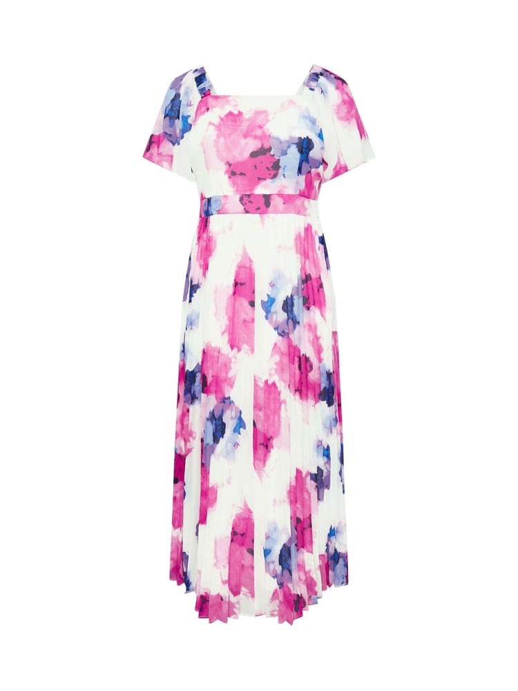 Yours Curve White London Abstract Square Neck Pleat Maxi Dress - Image 6 of 6