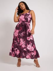 Yours Curve Purple London Flower Look Dress - Image 1 of 5