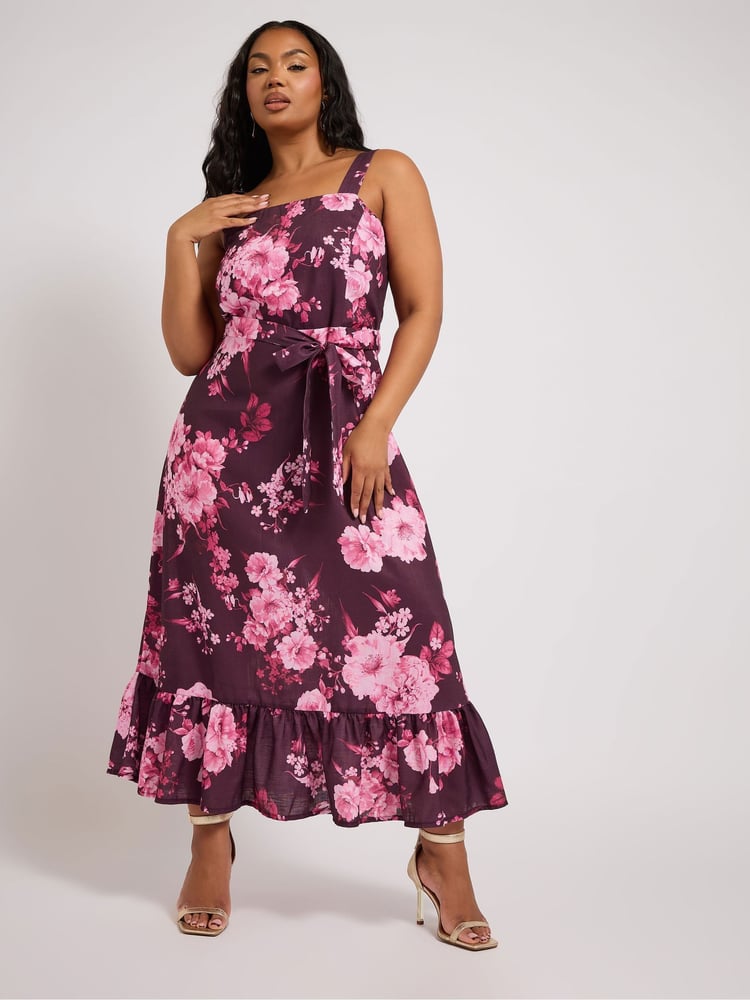 Yours Curve Purple London Flower Look Dress - Image 2 of 5