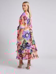 Yours Curve Pink London Floral Tiered V-Neck Maxi Dress - Image 3 of 6