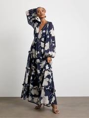 Joanna Hope Blue Romantic Ruffle Dress - Image 1 of 4