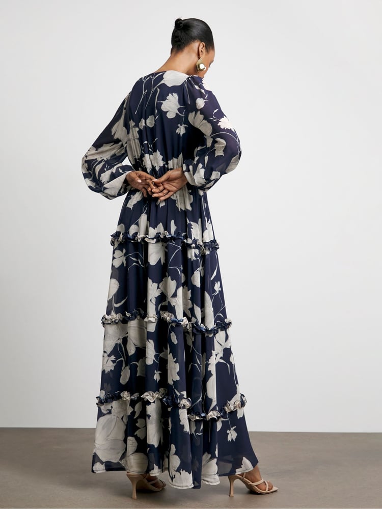 Joanna Hope Blue Romantic Ruffle Dress - Image 2 of 4