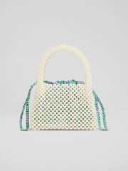 LK Bennett White Pearl Acrylic Pearl Bead Handle Mini Tote Bag - Image 1 of 2