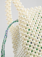 LK Bennett White Pearl Acrylic Pearl Bead Handle Mini Tote Bag - Image 2 of 2