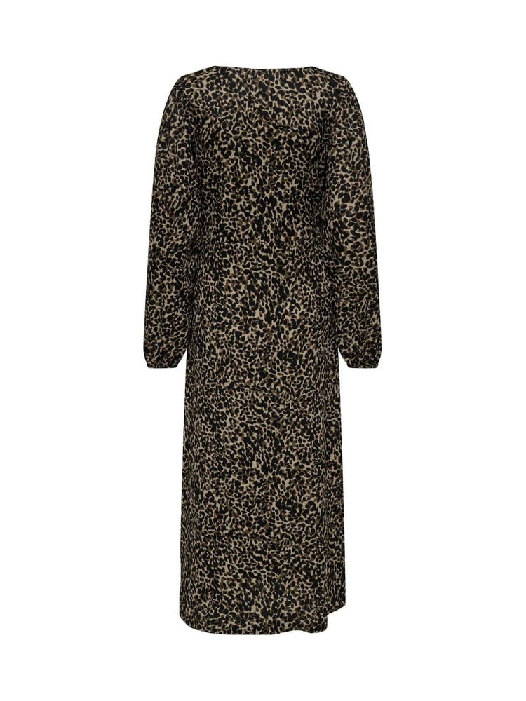 JDY Brown Leopard Print Knit Midi Dress - Image 5 of 5
