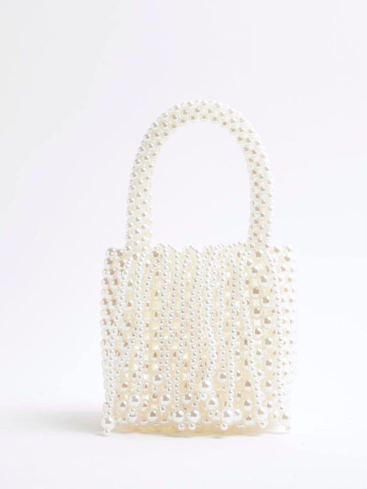 River Island White Waterfall Pearl Bag - Image 1 of 6