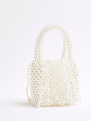 River Island White Waterfall Pearl Bag - Image 2 of 6