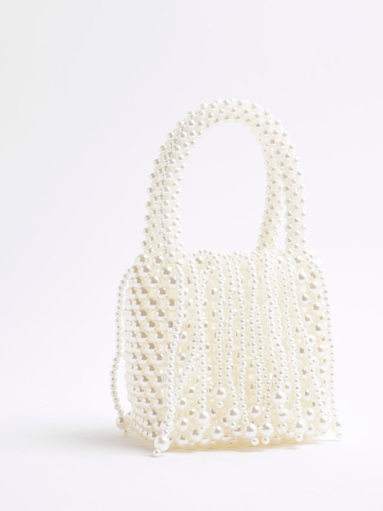 River Island White Waterfall Pearl Bag - Image 2 of 6