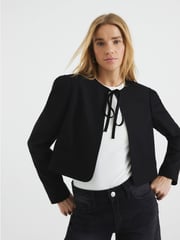 River Island Black Black Tie Front Blazer - Image 1 of 6