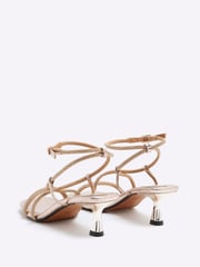 River Island Gold Kitten Heeled Strappy Embellished Sandals - Image 4 of 6
