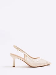 River Island Cream Leopard Print Mesh Court Shoes - Image 2 of 6