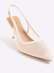 River Island Cream Leopard Print Mesh Court Shoes - Image 3 of 6