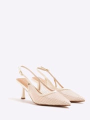 River Island Cream Leopard Print Mesh Court Shoes - Image 4 of 6