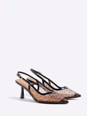 River Island Brown Leopard Print Mesh Court Shoes - Image 3 of 6