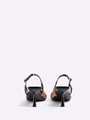 River Island Brown Leopard Print Mesh Court Shoes - Image 4 of 6
