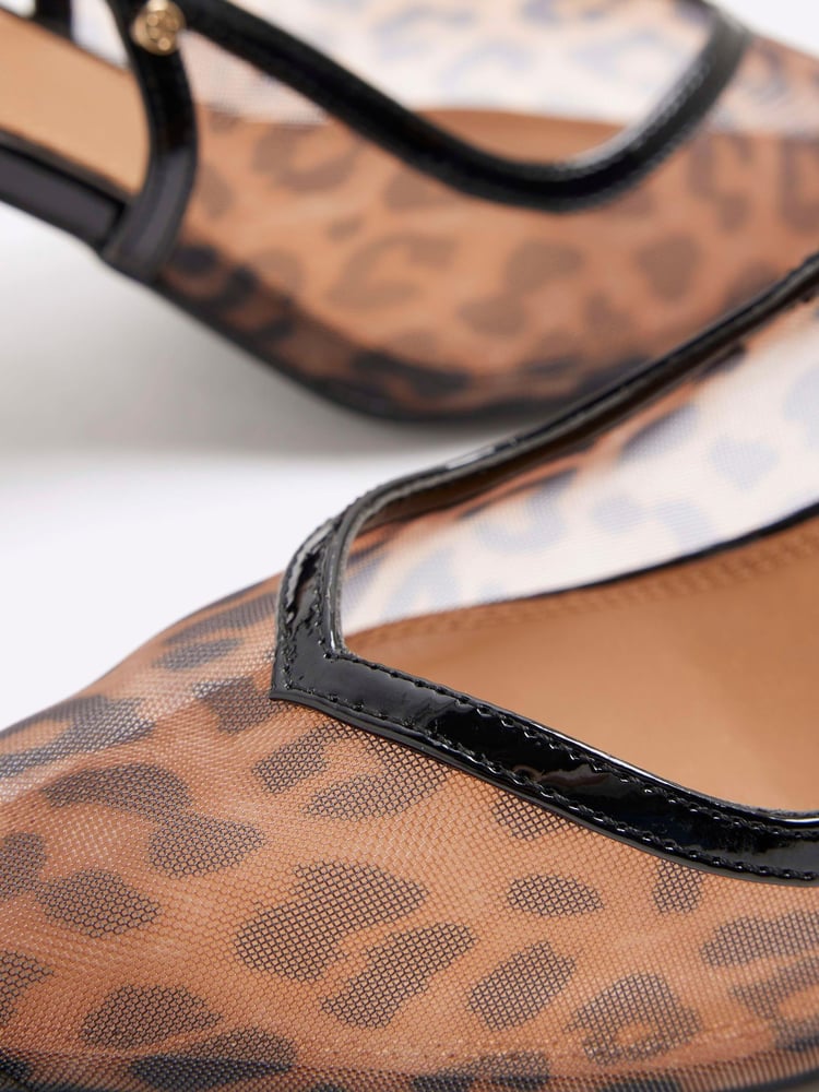 River Island Brown Leopard Print Mesh Court Shoes - Image 6 of 6 River Island Brown Leopard Print Mesh Court Shoes - Image 6 of 6