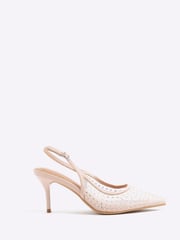 River Island Cream Wide Fit Mesh Sling Back Court Shoes - Image 2 of 6