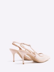 River Island Cream Wide Fit Mesh Sling Back Court Shoes - Image 4 of 6