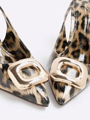 River Island Brown Leopard Print Buckle Sling Court Shoes - Image 4 of 6