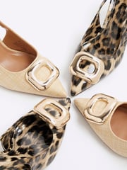 River Island Brown Leopard Print Buckle Sling Court Shoes - Image 5 of 6
