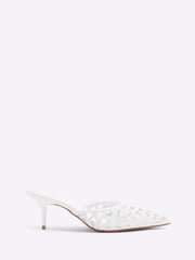 River Island White Lattice Mule Court Shoes - Image 1 of 6