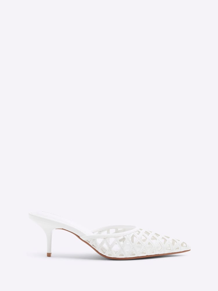 River Island White Lattice Mule Court Shoes - Image 1 of 6 River Island White Lattice Mule Court Shoes - Image 1 of 6