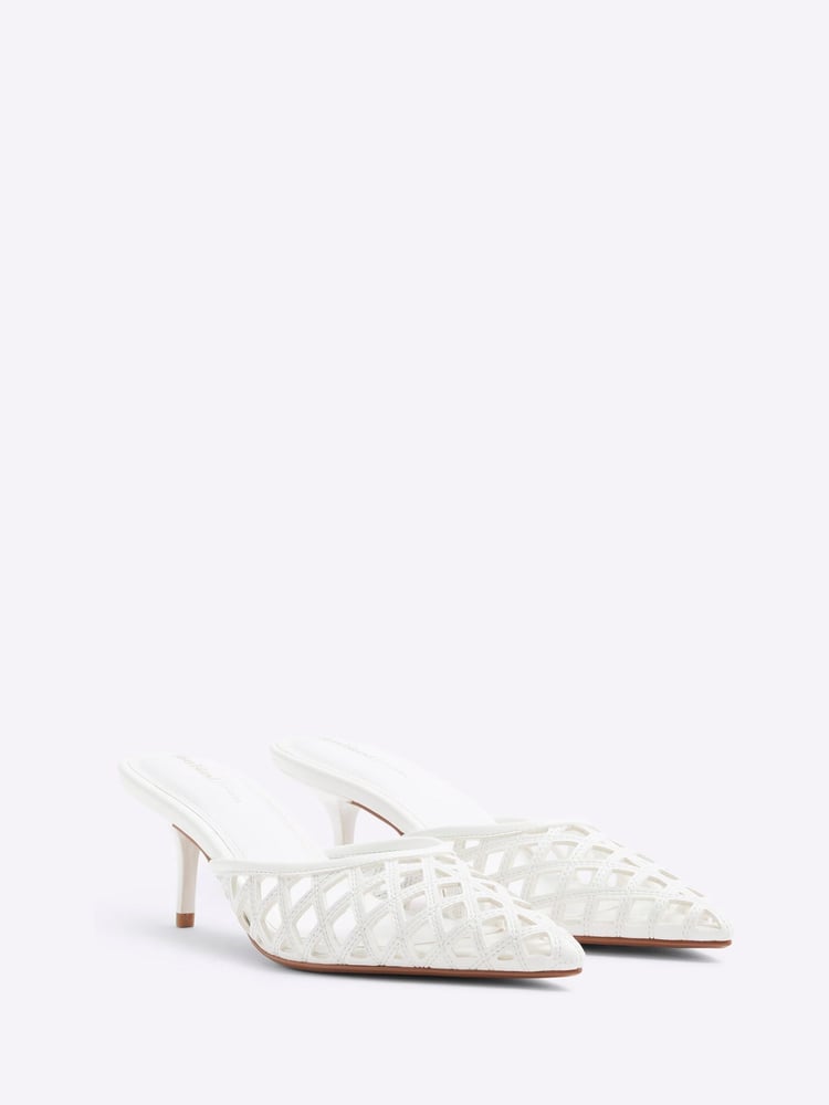 River Island White Lattice Mule Court Shoes - Image 2 of 6 River Island White Lattice Mule Court Shoes - Image 2 of 6