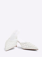 River Island White Lattice Mule Court Shoes - Image 3 of 6