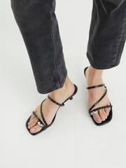 River Island Black Strappy Kitten Heel Mules - Image 1 of 6