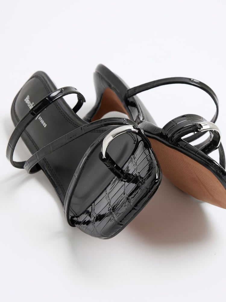 River Island Black Strappy Kitten Heel Mules - Image 6 of 6 River Island Black Strappy Kitten Heel Mules - Image 6 of 6