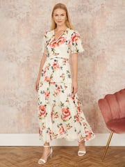Yumi Cream Floral Mesh Tiered Maxi Dress - Image 2 of 5