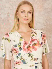 Yumi Cream Floral Mesh Tiered Maxi Dress - Image 3 of 5