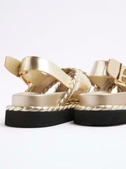 River Island Gold Wide Fit Cross Strap Sandals - Image 5 of 5