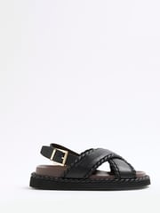 River Island Black Wide Fit Cross Strap Sandals - Image 2 of 6
