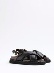 River Island Black Wide Fit Cross Strap Sandals - Image 3 of 6