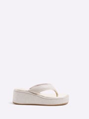 River Island Silver Toe Thong Wedge Sandals - Image 2 of 6