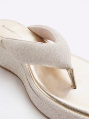 River Island Silver Toe Thong Wedge Sandals - Image 5 of 6