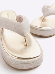 River Island Silver Toe Thong Wedge Sandals - Image 6 of 6