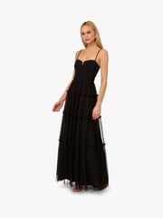 Adrianna by Adrianna Papell Mesh Strapless Black Long Dress - Image 1 of 6