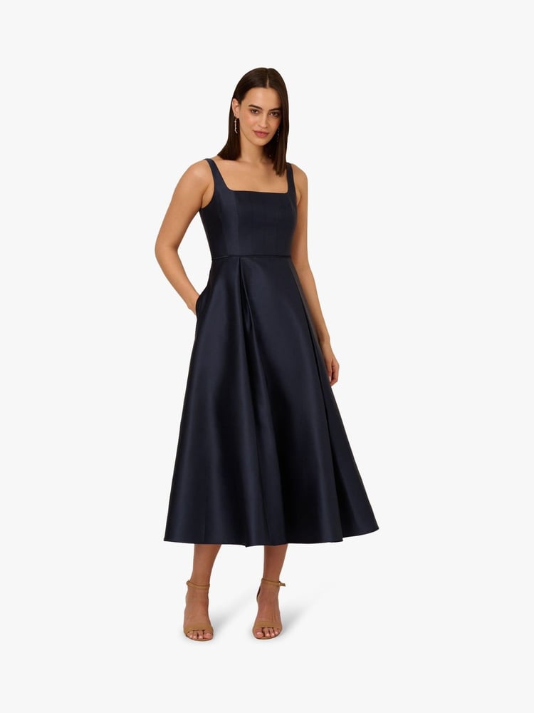 Adrianna Papell Blue Mikado Ankle Dress - Image 1 of 6