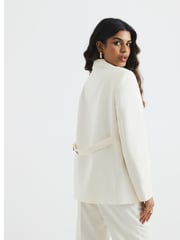 River Island Cream Oversized Petite Double Breasted Blazer - Image 2 of 6
