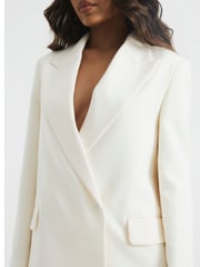 River Island Cream Oversized Petite Double Breasted Blazer - Image 3 of 6