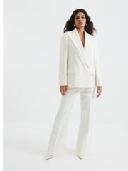 River Island Cream Oversized Petite Double Breasted Blazer - Image 4 of 6