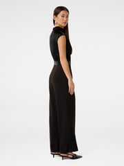 Forever New Black Sienna Satin Asymmetric Jumpsuit - Image 4 of 4