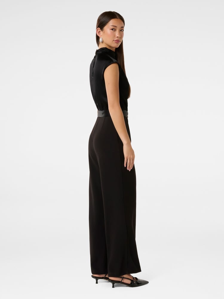 Forever New Black Sienna Satin Asymmetric Jumpsuit - Image 4 of 4